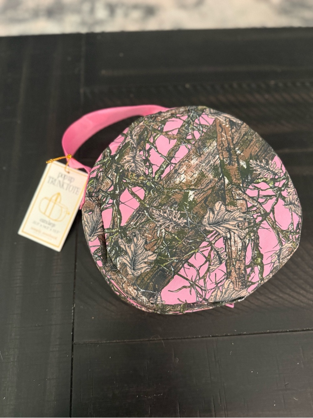 NWT Simply Southern Pink Camo Leaves Pop Up Trunk Tote